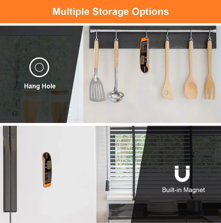 Kitchen utensil holder with hanging tools and text indicating multiple storage options.