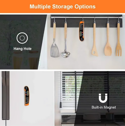 Kitchen utensil holder with hanging tools and text indicating multiple storage options.
